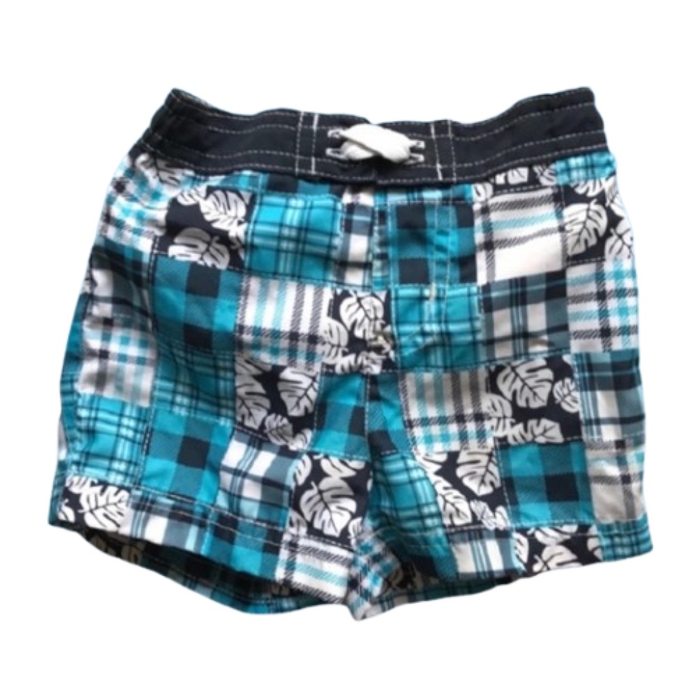 Baby swim trunks TARGET boy boys blue aloha Plaid leaf print Blue